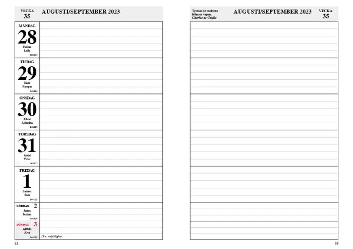 Lärarkalender förskola 2023-2024