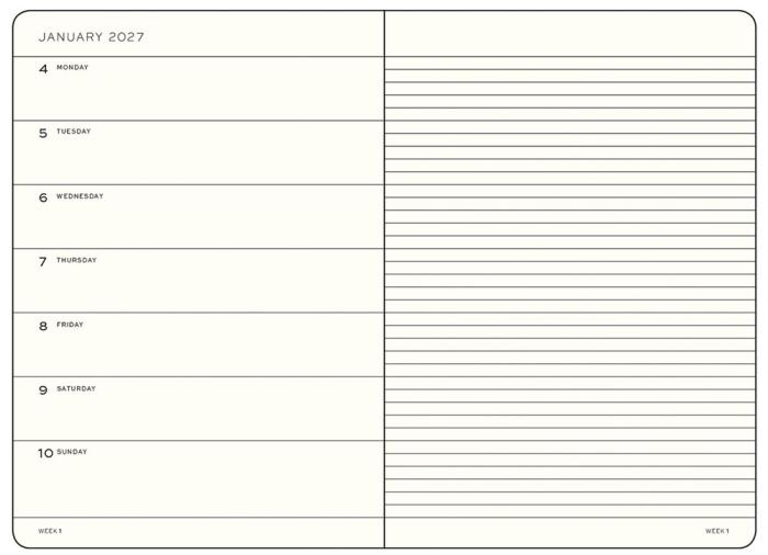 Kalender Weekly Planner/Notebook 18m 26-27 A5 Black