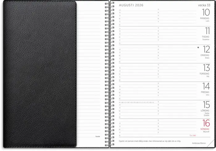 Stor Veckokalender Twist svart 2026