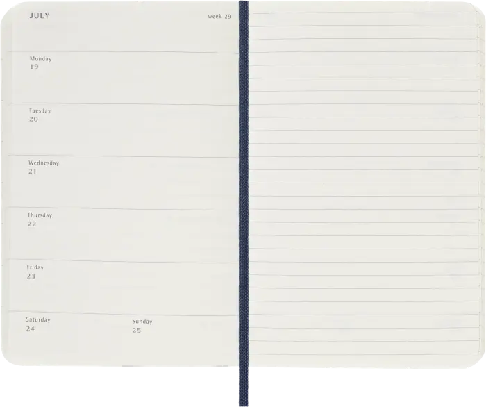 Kalender Moleskine Weekly Notebook Blue soft pocket 2027