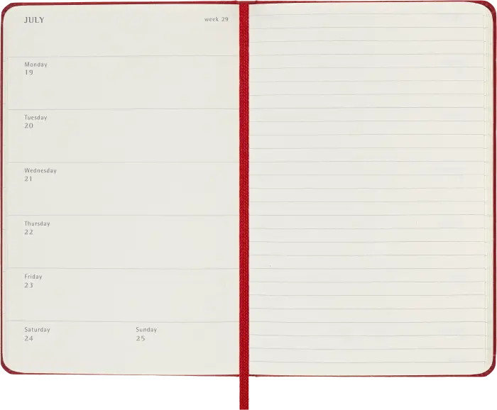 Kalender Moleskine Weekly Notebook Red hard pocket 2027