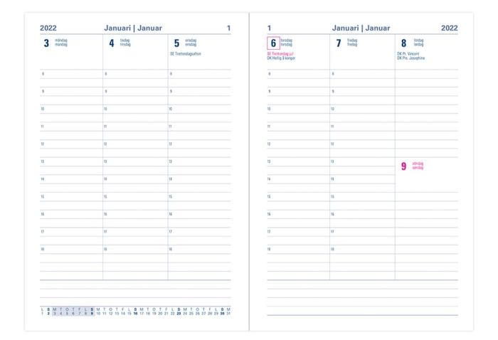 Kalender Letts Executive A5 V/U röd 2022
