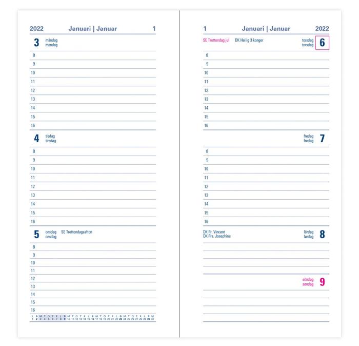Kalender Letts Executive Slim V/U röd 2022