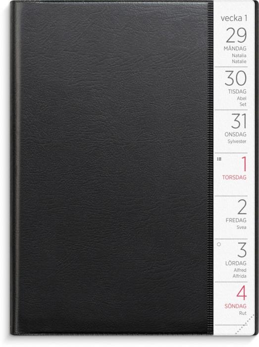 Liten veckokalender svart plast 2026