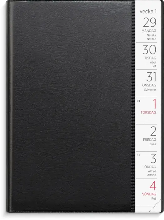 Kalender Liten veckokalender svart plast 2026