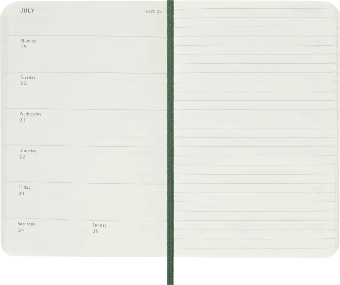 Kalender Moleskine Weekly Notebook Myrtle Green soft pocket 2027
