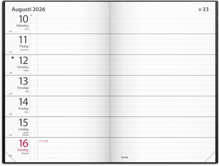 Fickagenda svart konstläder 2026