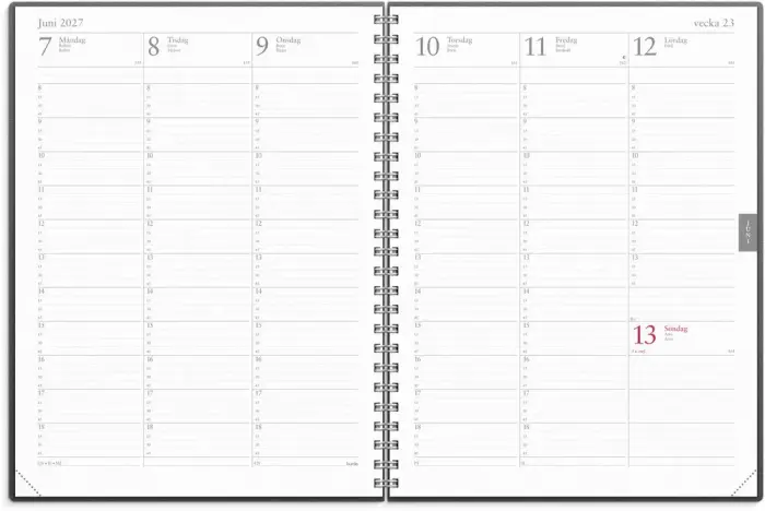 Kalender Veckojournal svart konstläder 2027