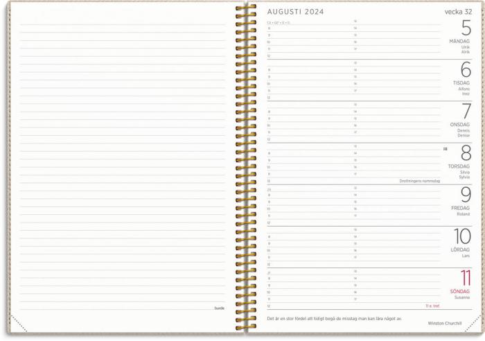 Stor Veckokalender A5 Twist beige 2024