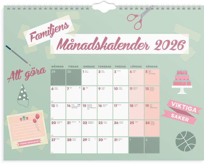Familjens månadskalender 2026