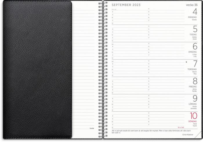 Stor Veckokalender A5 Twist svart 2023