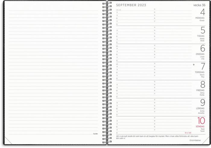 Stor Veckokalender A5 Twist svart 2023