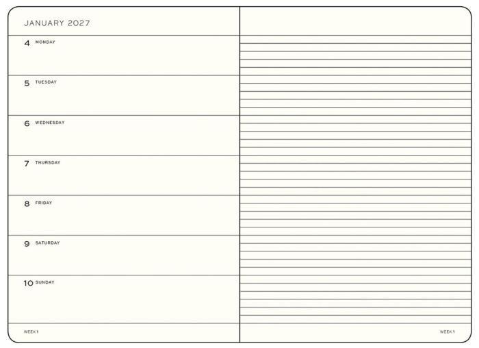 Kalender Weekly Planner/Notebook 18m 26-27 A5 Black