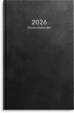 Kontorskalender svart konstläder 2026