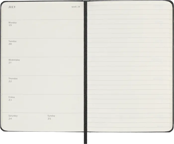 Kalender Moleskine Weekly Notebook Black hard pocket 2027