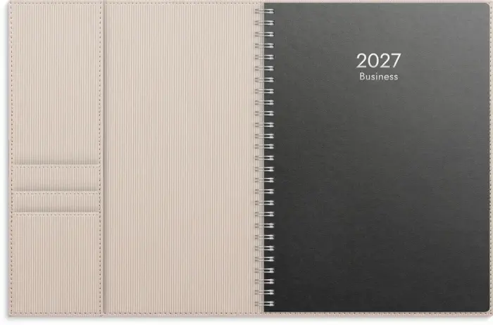 Kalender Business beige konstläder 2027