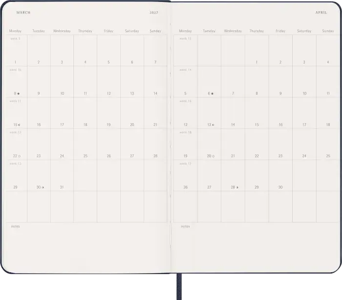 Kalender Moleskine Weekly Notebook Blue hard Large 2027