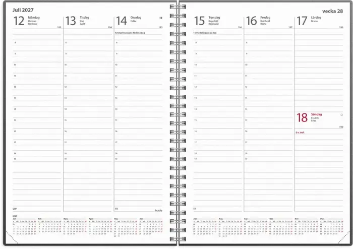 Kalender Weekly A5 beige konstläder 2027