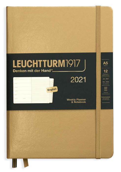 Kalender 2021 Leuchtturm1917 A5 vecka/notesuppslag Gold