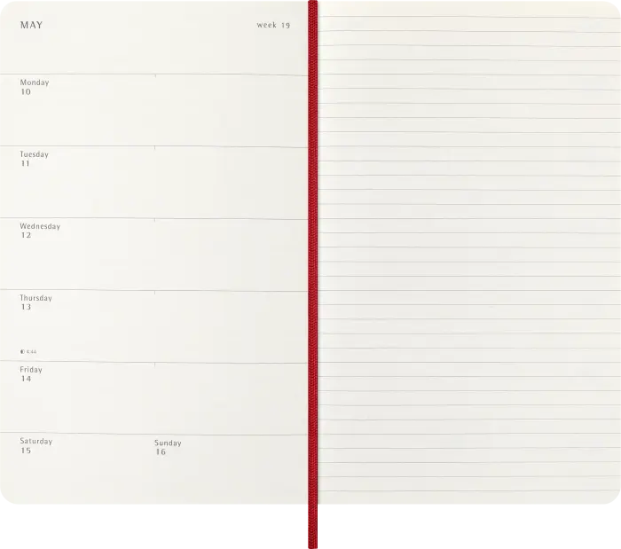 Kalender Moleskine Weekly notebook Large Red Soft 2027
