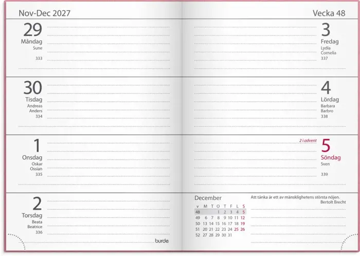 Fickkalender Lilla Fickdagboken Vega rosa 2027
