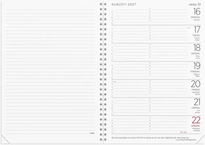 Kalender Stor Veckokalender beige konstläder 2027