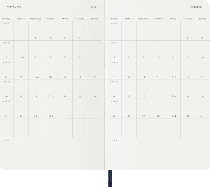 Kalender Moleskine Weekly notebook Large Blue Soft 2027