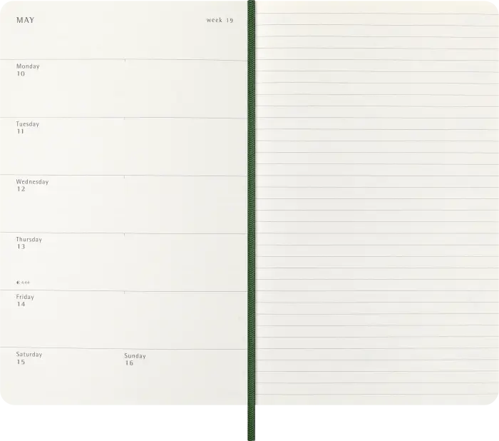 Kalender Moleskine Weekly Notebook Myrtle Green soft Large 2027