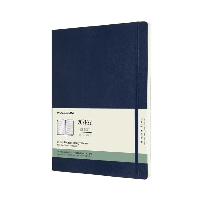 Moleskine Veckokalender XL Blå Mjuk 21/22