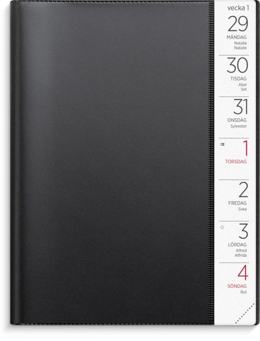 Stor Veckokalender svart plast 2026