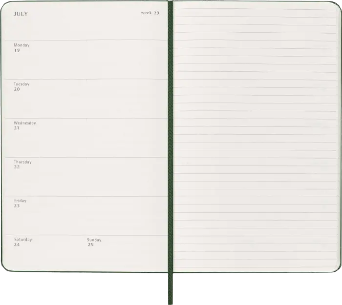 Kalender Moleskine Weekly Notebook Myrtle Green hard Large 2027