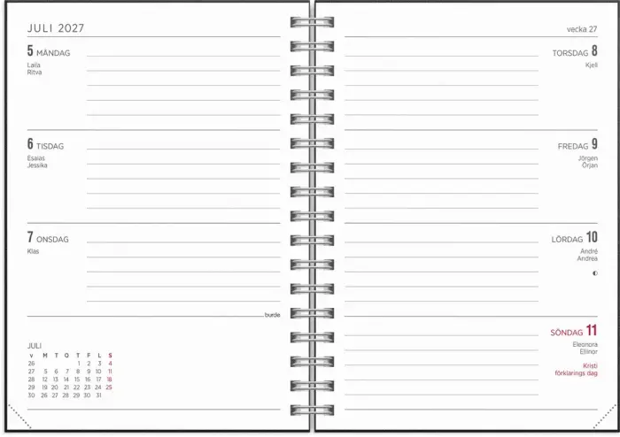 Kalender Senator A6 Textile svart 2027
