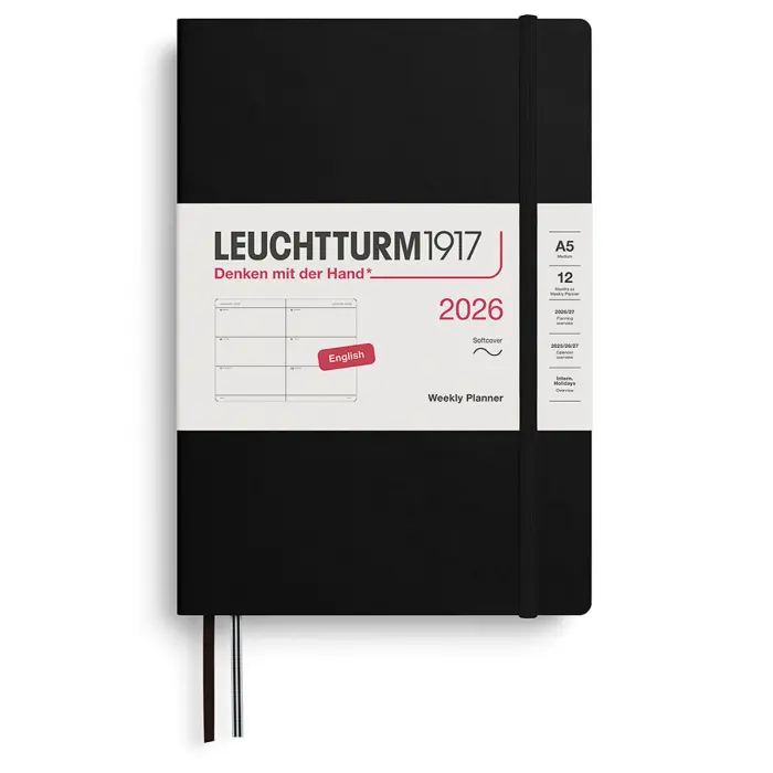 Kalender Leuchtturm1917 A5 Vecka/Uppslag Soft Black 2026