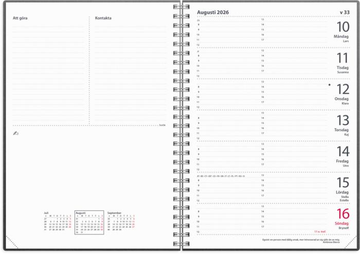 Stora Noteskalendern svart konstläder 2026