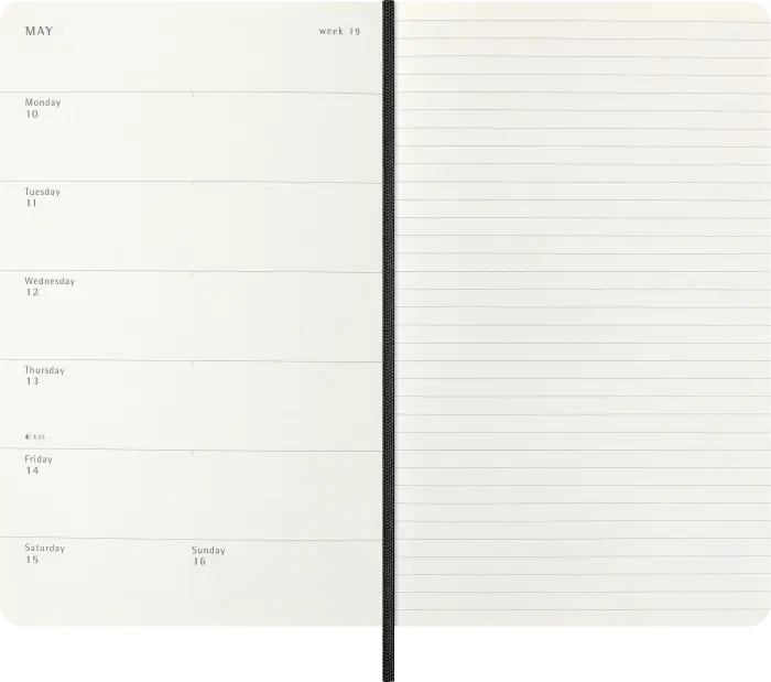 Kalender Moleskine Weekly notebook Large Black Soft 2027