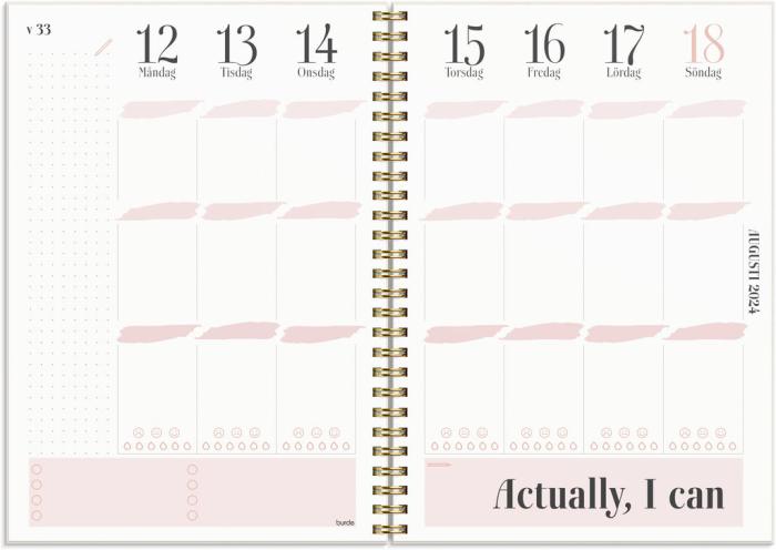 Life Planner Pink A5 rosa konstläder Tora med slejf 2024