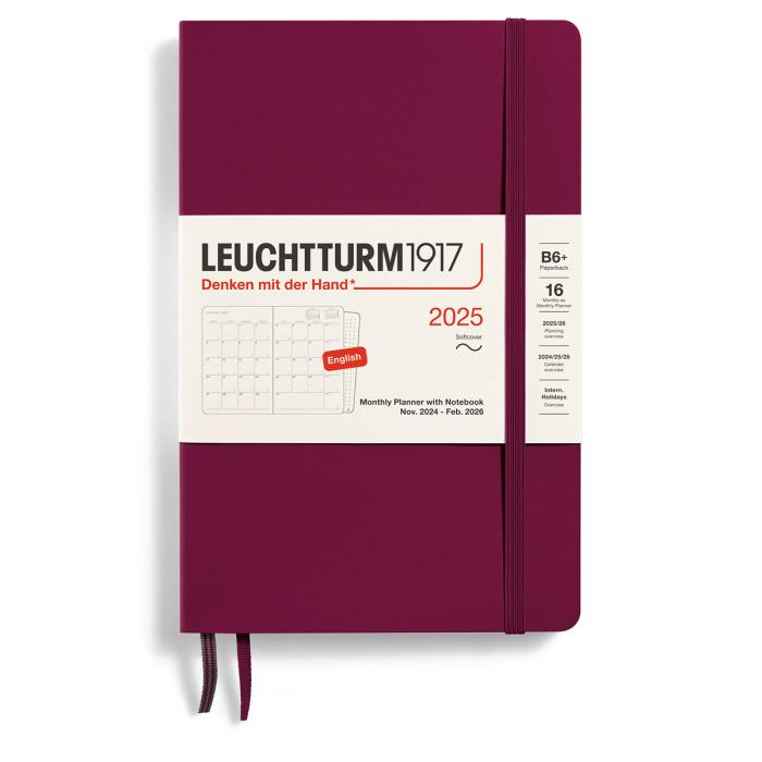 Leuchtturm1917 B6 Soft Månad/Uppslag 16m Port Red 2025