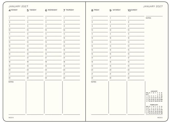 Kalender Week Planner hard 18m 26-27 A5 Black 