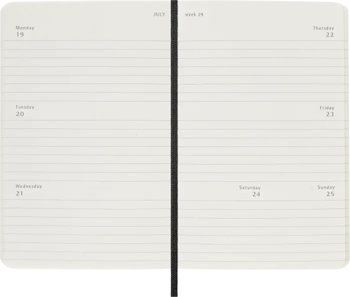 Kalender Moleskine Horizontal Weekly Black soft pocket 2027