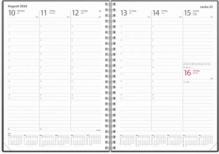 Weekly A5 kalenderrefill 2026