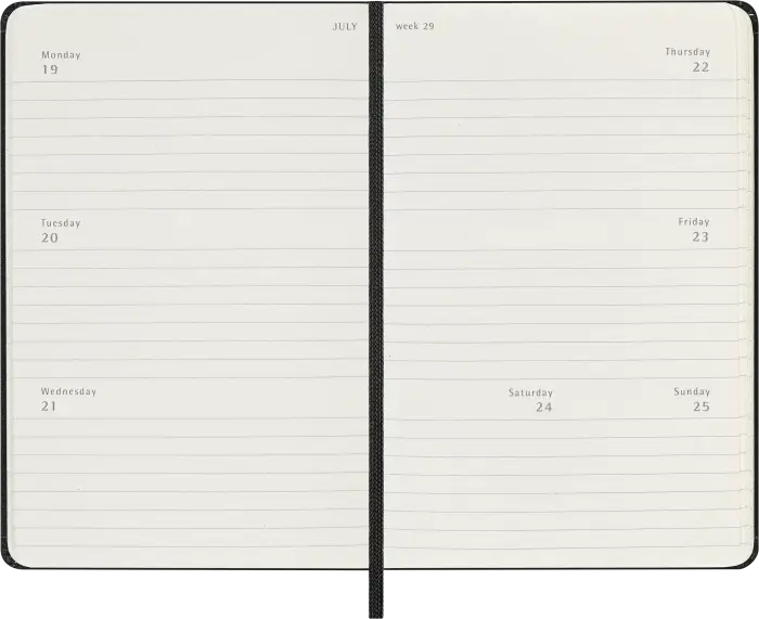 Kalender Moleskine Horizontal Weekly Black Hard pocket 2027