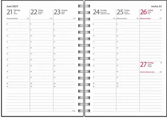 Kalender Weekly A6 Textile svart 2027