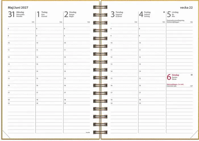 Kalender Weekly A6 Textile senapsgul 2027