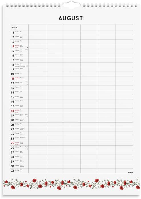 Familjekalender 2024 Illustrerad blomster