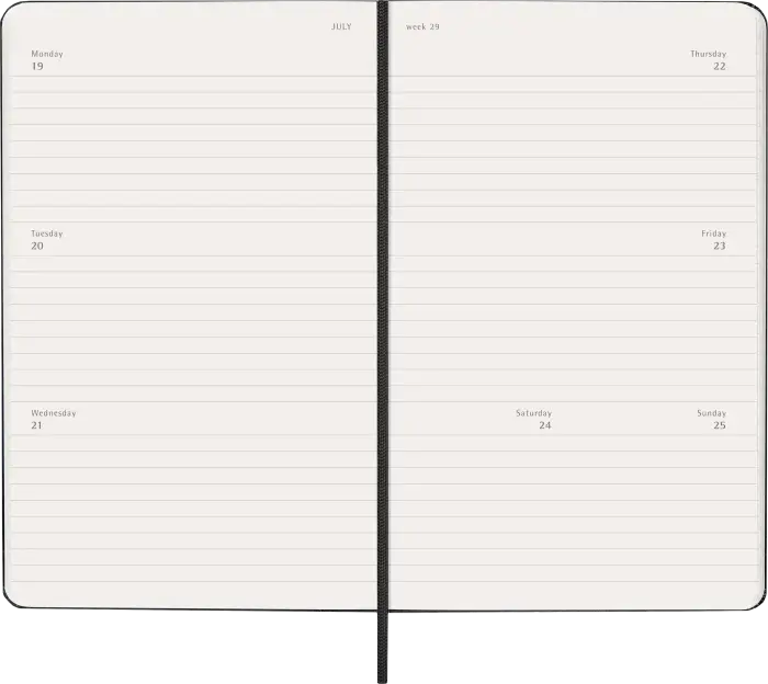 Kalender Moleskine Horizontal Weekly Black hard Large 2027