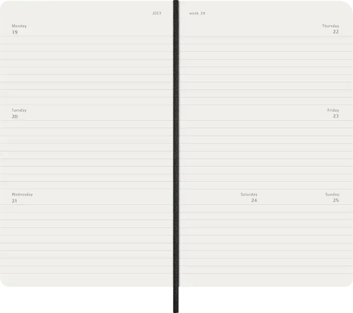 Kalender Moleskine Horizontal Weekly Black Soft Large 2027
