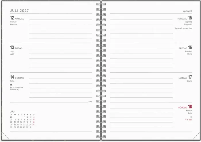 Kalender Senator A5 Textile svart 2027