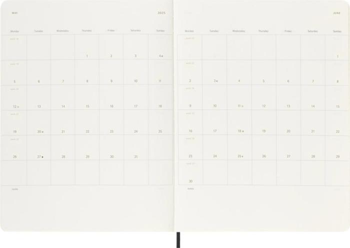 Moleskine Veckokalender XL Svart Mjuk 24/25