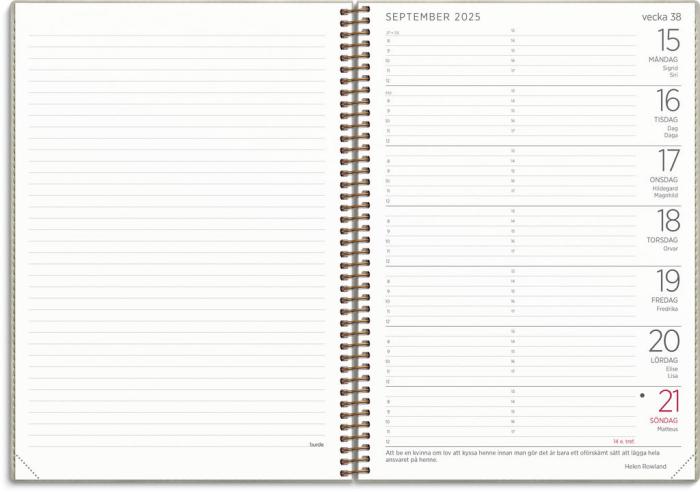 Stor Veckokalender Twist beige 2025