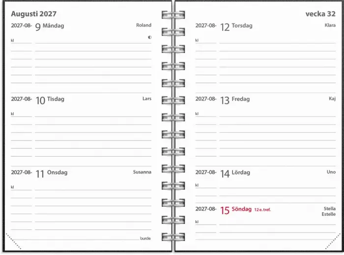 Kalender Leader Textile svart 2027
